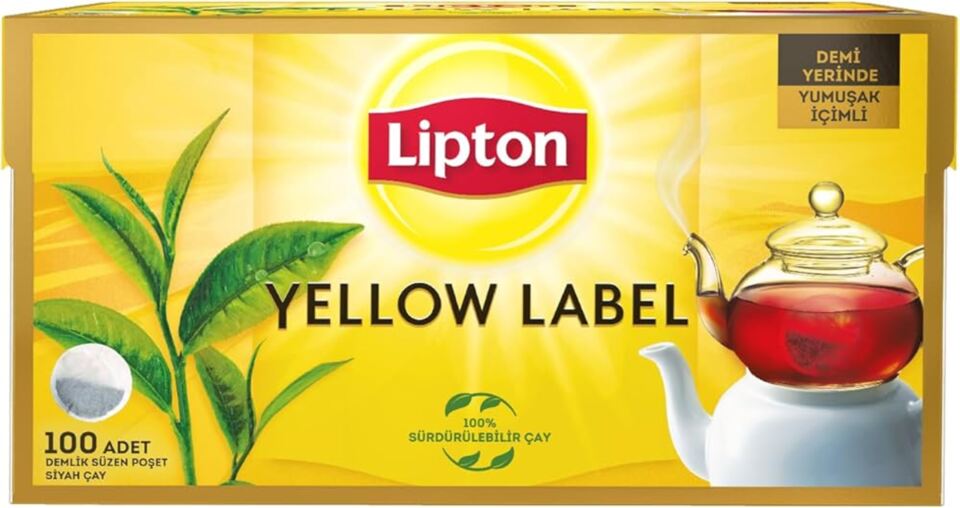 LİPTON DEMLİK POŞET ÇAY 100 LÜ-YELLOW LABEL